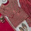 Red Heavy Embroidered Kurti Sharara Set with Dupatta – Wedding & Festive Wear for Women