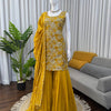 Heavy Embroidered Sleeveless Kurti Sharara Set with Dupatta – 2 Color Options (Red  & Mustard) | Festive Wear for Women