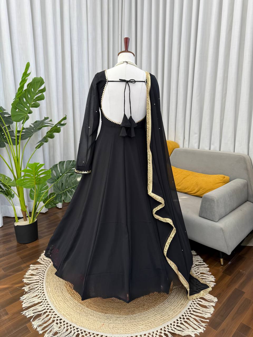 Black Embellished Anarkali Suit Set with Dupatta & Bottom – Elegant Festive & Party Wear for Women