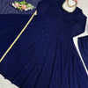 Navy Blue Minimal Embellished Anarkali Suit Set with Dupatta & Bottom – Elegant Festive Wear for Women