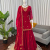 Maroon Embroidered Kurta Set with Dupatta & Bottom – Classic Festive & Wedding Wear for Women