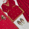 Maroon Embroidered Kurta Set with Dupatta & Bottom – Classic Festive & Wedding Wear for Women