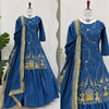 Royal Hand-Embroidered Kurta Sharara Set with Dupatta – Blue & Black