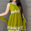 Olive Green Embroidered Crop Top Sharara Set with Dupatta