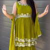 Olive Green Embroidered Crop Top Sharara Set with Dupatta