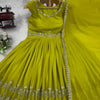 Olive Green Embroidered Crop Top Sharara Set with Dupatta