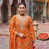 Orange Embroidered Kurta Sharara Set with Pink Bottom & Dupatta