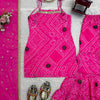 Pink Bandhani Print Kurti Sharara Set with Dupatta