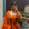 Rust Orange Embroidered Kurta Pant Set with Dupatta