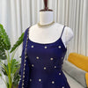 Navy Blue Embellished Anarkali Kurta Set with Dupatta & Pants