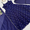 Navy Blue Embellished Anarkali Kurta Set with Dupatta & Pants