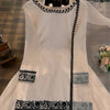 Ivory White Printed Kurta Sharara Set with Black Border Dupatta