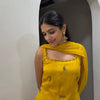 Mustard Yellow Embroidered Kurta Set with Sharara & Dupatta