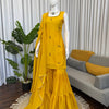 Mustard Yellow Embroidered Kurta Set with Sharara & Dupatta