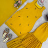 Mustard Yellow Embroidered Kurta Set with Sharara & Dupatta