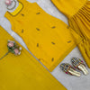 Mustard Yellow Embroidered Kurta Set with Sharara & Dupatta