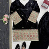 Royal Black Velvet Kurta Set with Heavy Ethnic Border & Sheer Dupatta