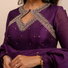 Regal Plum Embroidered Anarkali Suit Set with Flowing Dupatta