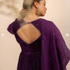Regal Plum Embroidered Anarkali Suit Set with Flowing Dupatta