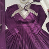 Regal Plum Embroidered Anarkali Suit Set with Flowing Dupatta