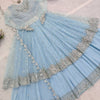 Celestial Powder Blue Heavily Embellished Anarkali Gown with Net Dupatta