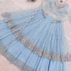 Celestial Powder Blue Heavily Embellished Anarkali Gown with Net Dupatta
