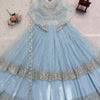 Celestial Powder Blue Heavily Embellished Anarkali Gown with Net Dupatta