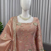 Blush Peach Luxury Embroidered Kurta Sharara Set with Organza Dupatta