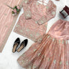 Blush Peach Luxury Embroidered Kurta Sharara Set with Organza Dupatta