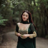 Emerald Green Luxury Embroidered Kurta Pant Set with Chiffon Dupatta