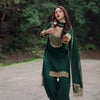Emerald Green Luxury Embroidered Kurta Pant Set with Chiffon Dupatta