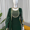 Emerald Green Luxury Embroidered Kurta Pant Set with Chiffon Dupatta