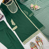 Emerald Green Luxury Embroidered Kurta Pant Set with Chiffon Dupatta