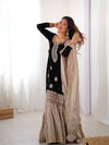 Elegant Embroidered Kurta Sharara Set with Dupatta – Festive Wear (4 Colors)