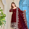 Luxury Embroidered Anarkali Suit Set with Heavy Border Dupatta (3 Color Options)