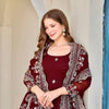 Luxury Embroidered Anarkali Suit Set with Heavy Border Dupatta (3 Color Options)