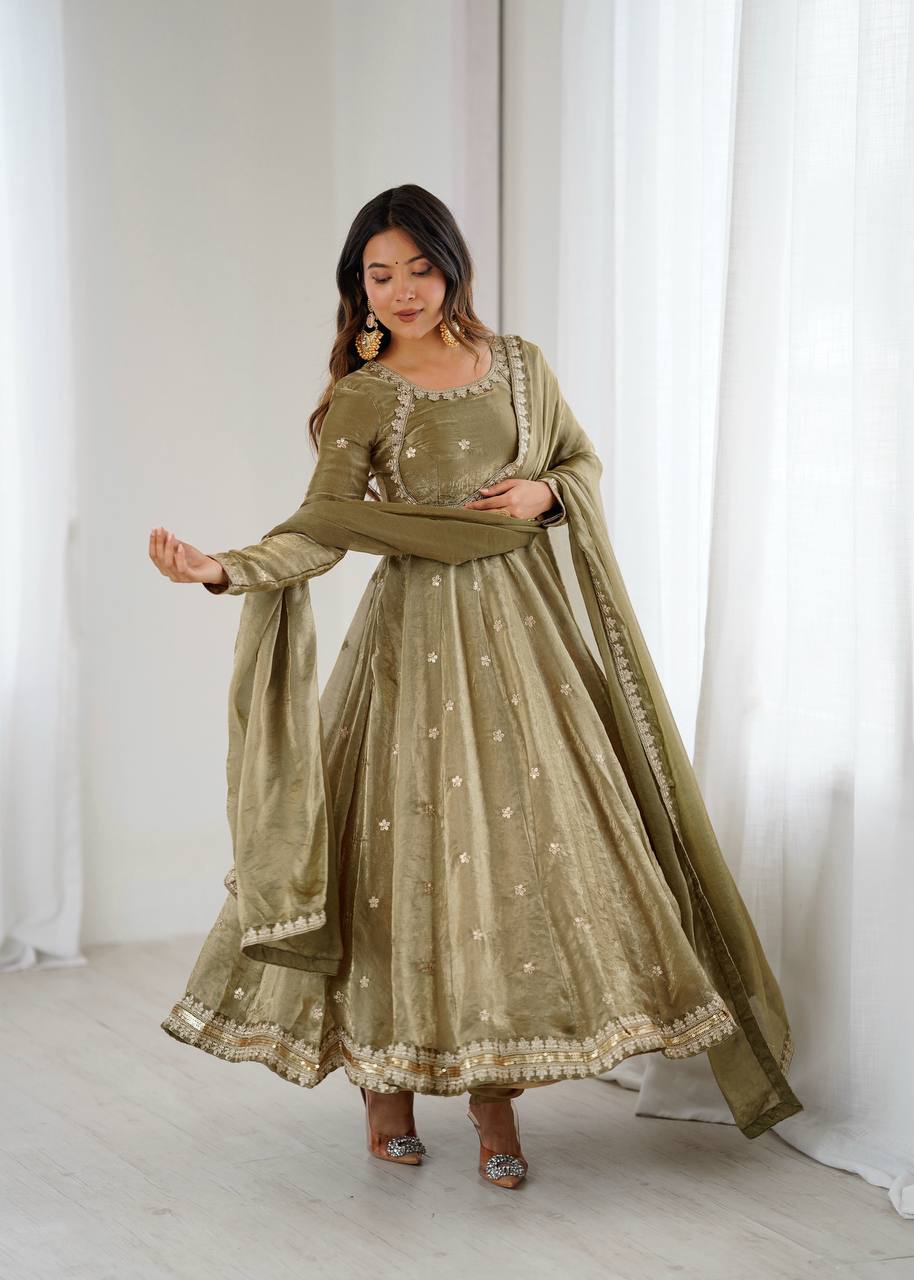 Embroidered Anarkali Suit Set with Dupatta & Bottom – 5 Color Options