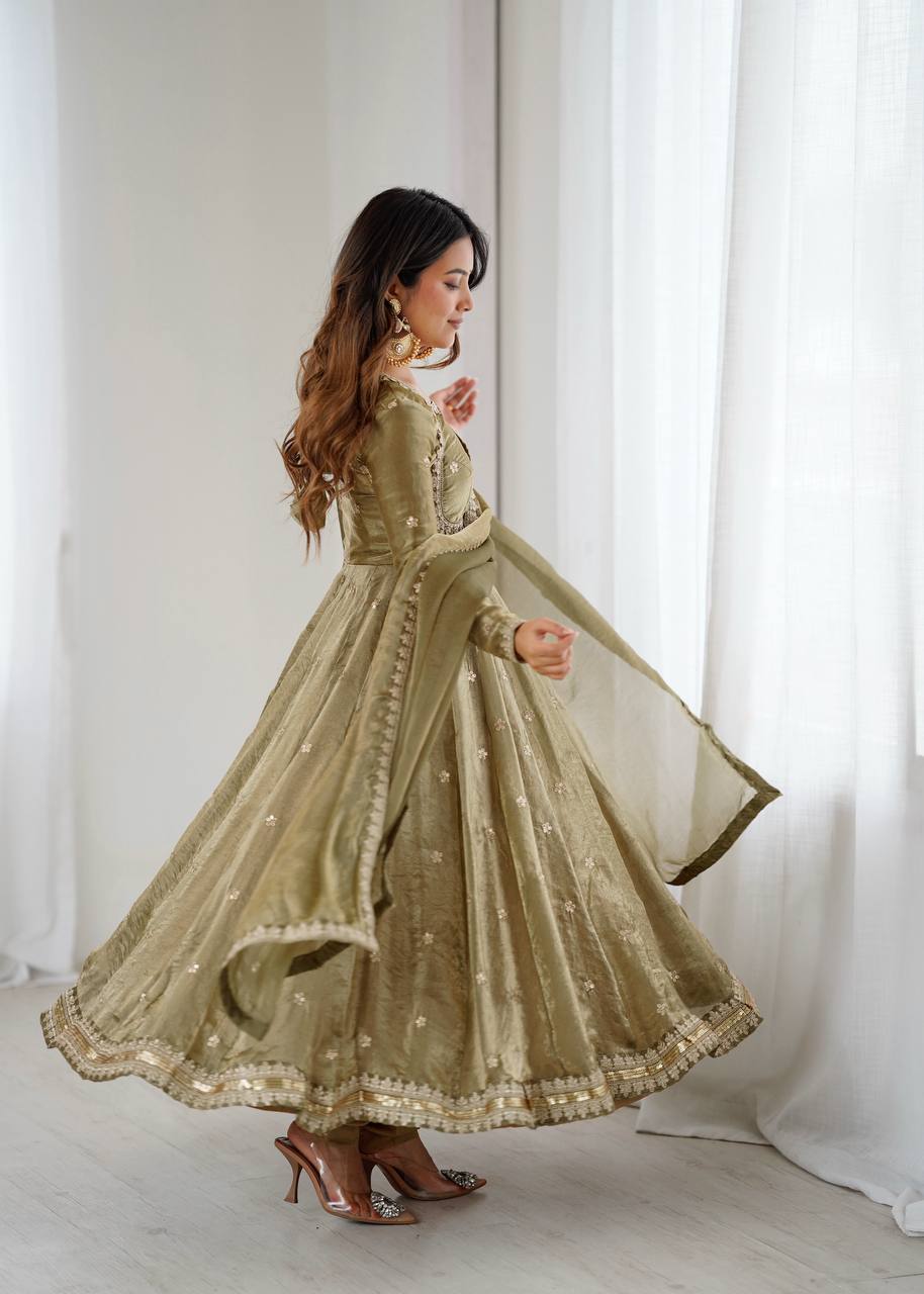 Embroidered Anarkali Suit Set with Dupatta & Bottom – 5 Color Options
