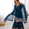 Designer Heavy Embroidered Kurta Sharara Suit Set with Dupatta | 10 Color Options