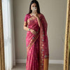 Rosewood Blush Premium Luxury Silk Saree with Antique Gold Butti Weave & Multicolour Floral Zari Border