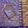 Royal Iris Purple Premium Luxury Silk Saree with Antique Gold Butti & Multicolour Floral Zari Border