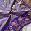 Royal Iris Purple Premium Luxury Silk Saree with Antique Gold Butti & Multicolour Floral Zari Border