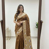 Antique Gold Premium Luxury Silk Saree with Multicolour Floral Zari Border & Classic Gold Butti