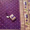 Royal Plum Purple Premium Luxury Silk Saree with Multicolour Floral Meenakari Border & Gold Zari Butti