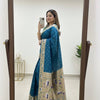 Royal Teal Blue Premium Luxury Silk Saree with Multicolour Meenakari Floral Border & Gold Zari Butti