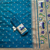 Royal Teal Blue Premium Luxury Silk Saree with Multicolour Meenakari Floral Border & Gold Zari Butti