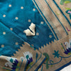 Royal Teal Blue Premium Luxury Silk Saree with Multicolour Meenakari Floral Border & Gold Zari Butti