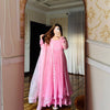 Blush Pink Luxe Anarkali Suit Set with Elegant Border Dupatta