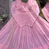 Blush Pink Luxe Anarkali Suit Set with Elegant Border Dupatta