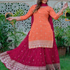 Royal Peach Luxury Embroidered Anarkali Suit Set with Heavy Border Dupatta